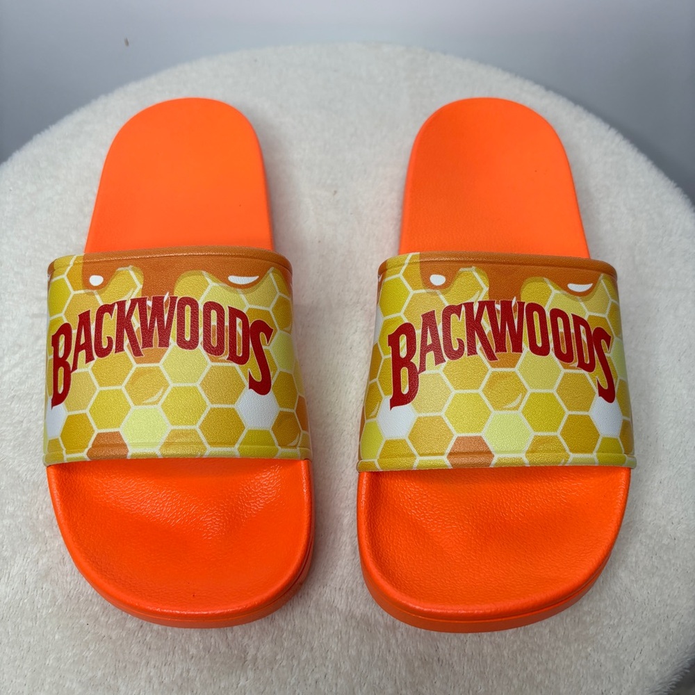 Backwoods Flip Flops Orange/ Honeycomb Design